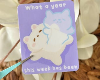 What a Year Tofu Vinyl Sticker | Kawaii, Cute, Funny| Waterproof and Dishwasher Safe | Waterbottle Stickers