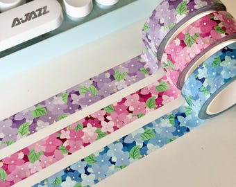 Hydrangea Washi Tape | Kawaii, Cute, Aesthetic | Decorative Tape for Journals, Planners, Scrapbooking
