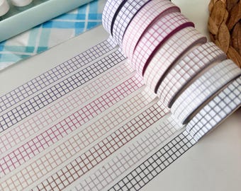 White Grid Mini Washi Tape | Kawaii, Cute, Aesthetic | Decorative Tape for Journals, Planners, Scrapbooking