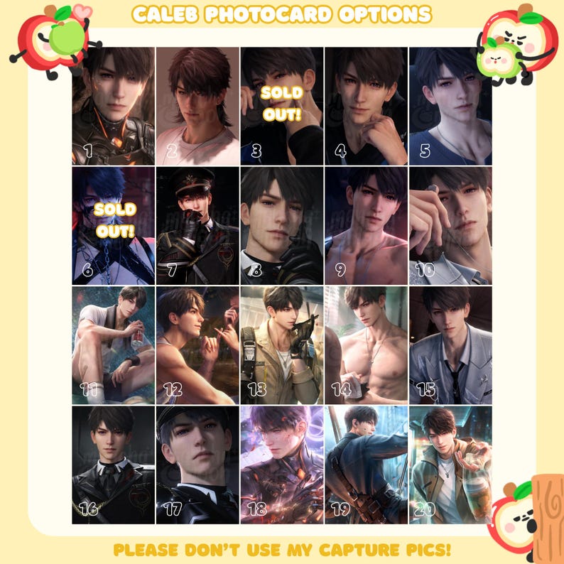 LADS Photocards | Embossed | Love and Deepspace | Sylus | Caleb | Rafayel | Xavier | Zayne | Different Finishes Available! image 4