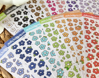Floral Doodle Sticker Sheets | Cute Flower Stickers | Flower Doodles