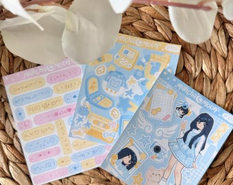 Patreon Sticker Club - Y2K Shojo Theme | Cute Sticker Sheets | Aesthetic Stickers for Journals, Planners Scrapbooking | Deco Stickers