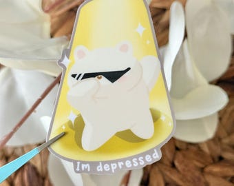 I'm Depressed Vinyl Sticker | Kawaii, Cute, Funny| Waterproof and Dishwasher Safe | Waterbottle Stickers