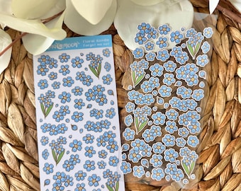 Forget Me Not Sticker Sheets | Cute Flower Stickers | Flower Doodles