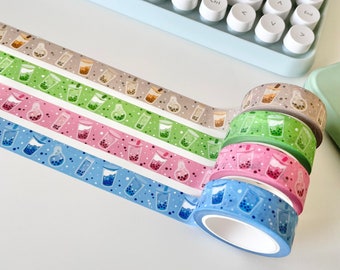 Boba Cafe *NEW* Washi Tape | Kawaii, Cute, Aesthetic | Decorative Tape for Journals, Planners, Scrapbooking