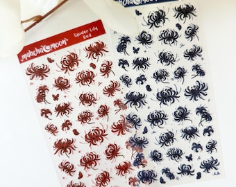 Cartelas de adesivos de lírio-aranha | Adesivos de flores fofas | Desenhos de flores