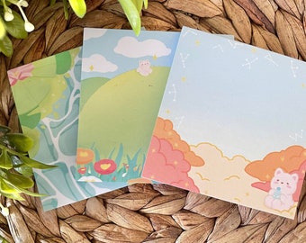 Verscheidenheid aan memoblokjes tofu 2 | Kawaii, schattig, esthetisch | Notitieblokken | 3 x 3" inch