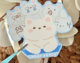 Inner Peace Vinyl Sticker | Kawaii, Cute, Funny| Waterproof and Dishwasher Safe | Waterbottle Stickers