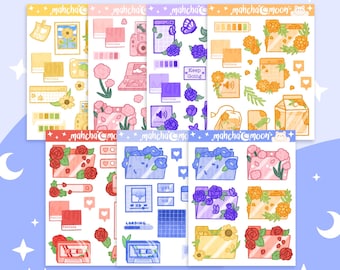 Aesthetic Floral Files | Browser | Colour Themed Sticker Sheets