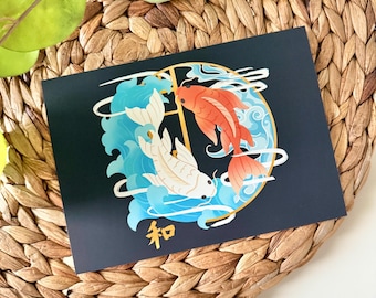 Koi Fish Art Print | Aesthetic Art Prints | Decorative Prints for Walls | Postcard Prints | Aesthetic Art | 5x7" inch