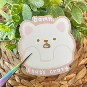 Damn, That's Crazy Tofu Vinyl Sticker | Kawaii, Cute, Funny | Waterproof and Dishwasher Safe | Waterbottle Stickers
