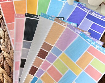 Concentric Rectangle Sticker Sheets | Cute Stickers | Square Stickers for Journals, Planners Scrapbooking | Deco Stickers