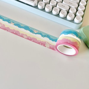 Tofu In The Clouds Washi Tape | Kawaii, Cute, Aesthetic | Decorative Tape for Journals, Planners, Scrapbooking
