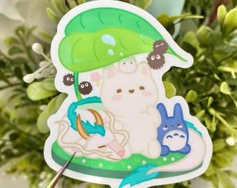 Ghibli Studio Tofu Vinyl Sticker | Kawaii, Cute, Funny | Waterproof and Dishwasher Safe | Waterbottle Stickers