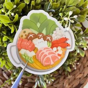 Hotpot Tofu Vinyl Sticker | Kawaii, Cute, Funny | Waterproof and Dishwasher Safe | Waterbottle Stickers