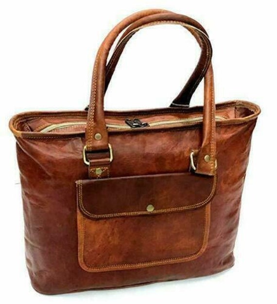 Brown Leather Tote
 Genuine Perfectly Brown Leather Tote Bag For Women Monogram