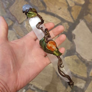 Healing magic selenite wand wicca pagan witchy ritual shaman body work fantasy