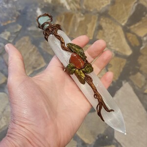 Healing magic selenite wand wicca pagan witchy ritual shaman body work fantasy