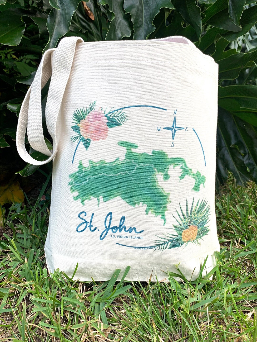 St. John USVI Map Tote Bag Canvas Etsy