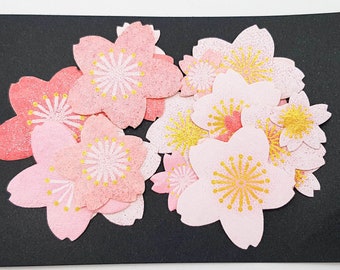 Lot 18 autocollants fleurs de sakura en papier japonais décoratifs, papier chiyogami japonais, emballage cadeau