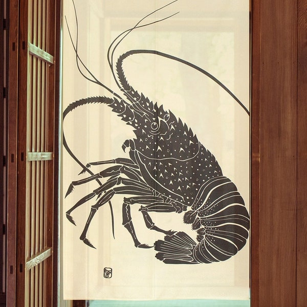 Noren Japanse deurgordijnen Zwart Kreeftpatroon, Japans tapijtgordijn