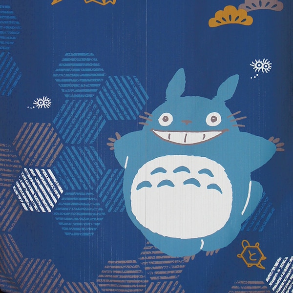 Noren Japanese door curtains My Neighbor Totoro Blue Geometry pattern, Japan Ghibli studio totoro tapestry window curtain