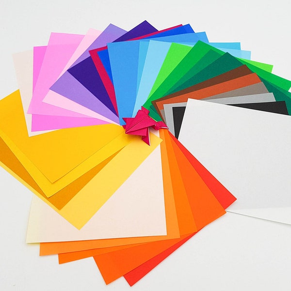 Lot bloc 30 feuilles de papier japonais couleurs pour initiation au pliage origami
