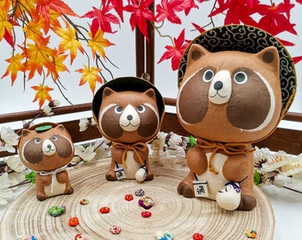 Grand Tanuki paper mache figurine made by Japanese handmade