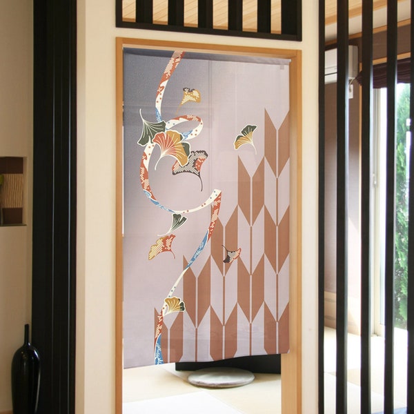 Noren japanischer Türvorhang mit Muster „Flowers & Arrows Yabane Mauve“, japanischer Gobelin-Fenstervorhang