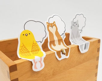 Japanese stickers chick Shiba Cat, office stickers foldable animals sitting