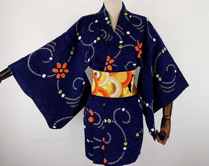 Jacket Kimono Haori Color Woman Pattern Shibori Petals Blue - Etsy Sweden