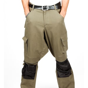 Kappa men's trousers in cotton and imitation leather Khaki AOI Clothing