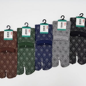 Japanese Tabi Cotton Socks with Asanoha Pattern Made in Japan Size Fr 40 - 45