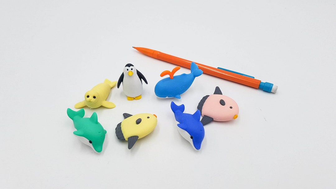 Japanese Erasers Iwako Set of 7 Sea Animals 3D Puzzle Erasers Etsy
