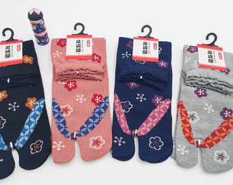 Chaussettes Japonaises Tabi en Coton et Motif Geta Made in Japan Taille Fr 34 - 40