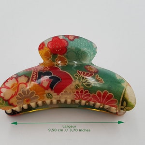 Large Japanese hair alligator clip with chirimen fabric and resin image 10