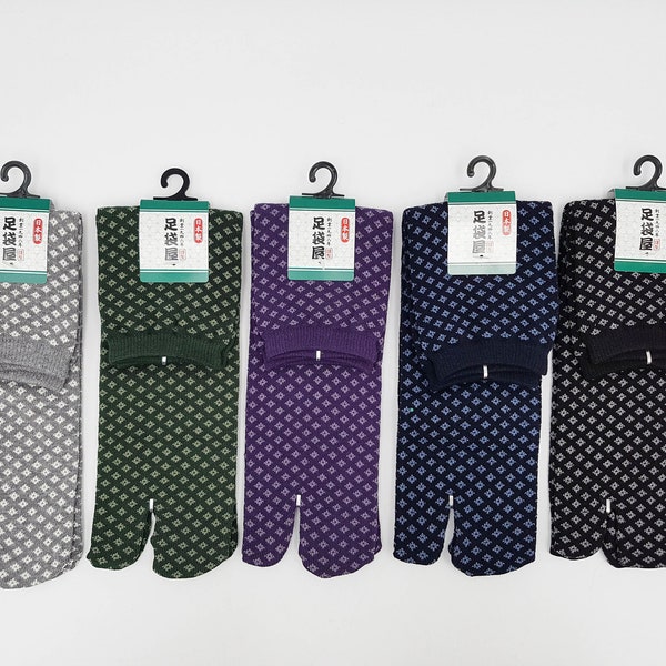 Japanese Tabi Cotton Socks with Hishigata Pattern Made in Japan Size Fr 40 - 45