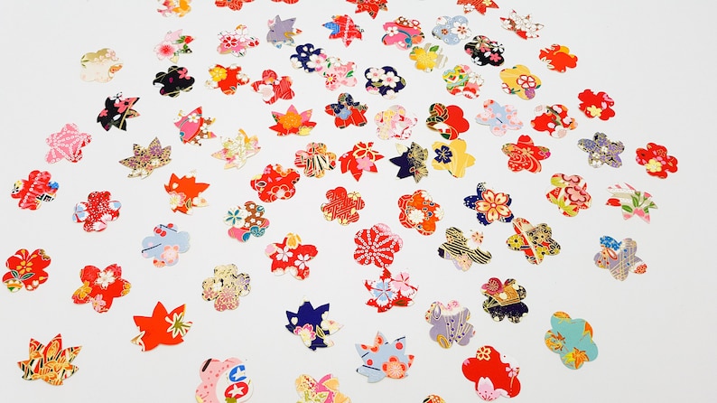 Lot 80 sakura flower stickers in decorative Japanese paper from Kyoto image 4