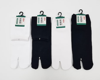 Chaussettes Japonaises Tabi en Coton et Motif Uni Noir & Blanc Made in Japan Taille Fr 40 - 45