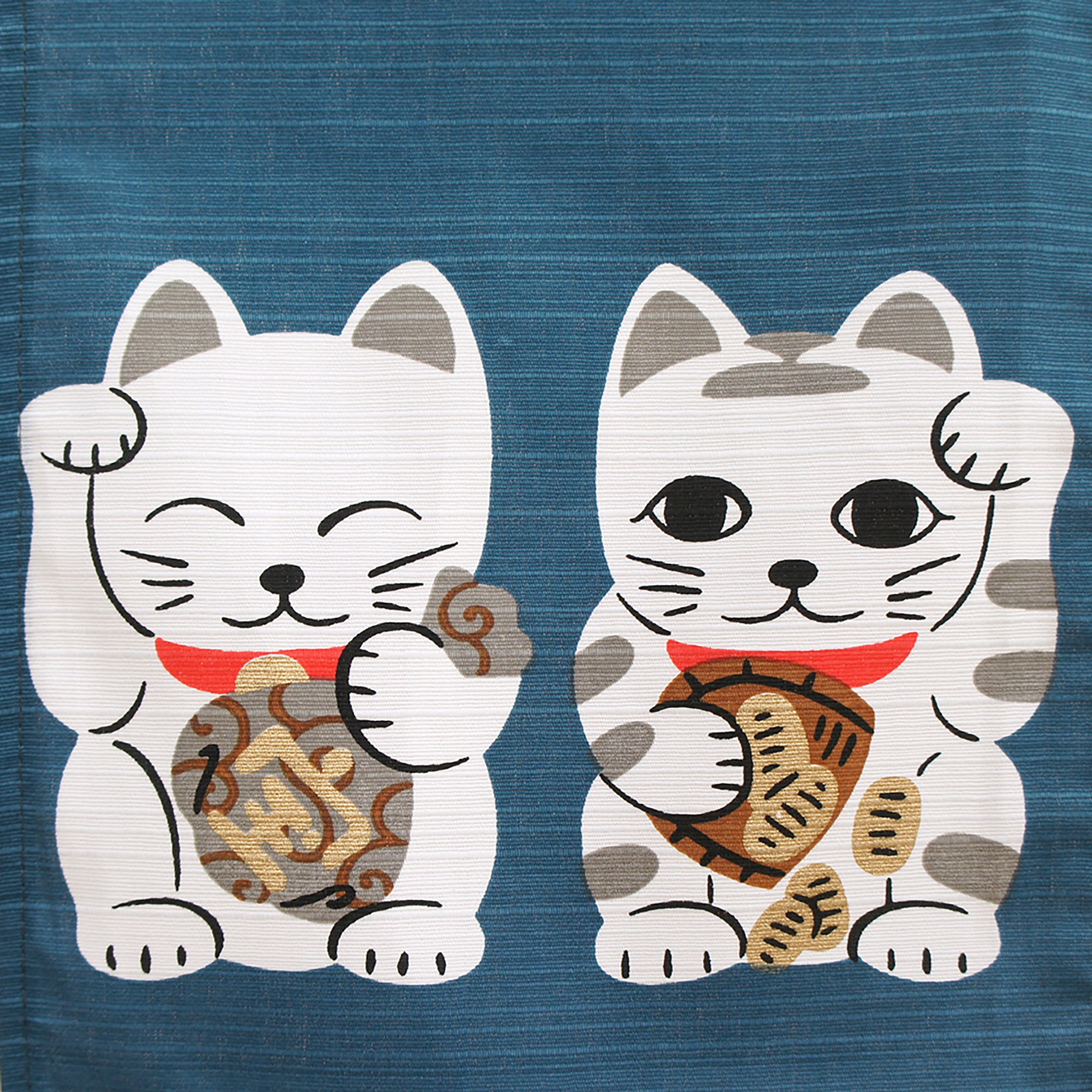 Noren Rideaux de Porte Japonais Bleu Motif Maneki-Neko, Japon Tapisserie Rideau Fenêtre