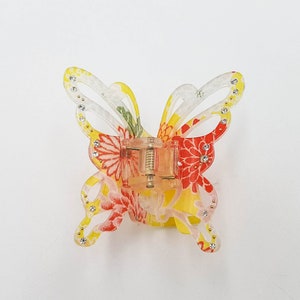 Japanese butterfly-shaped alligator clip with chirimen fabric and resin Yellow