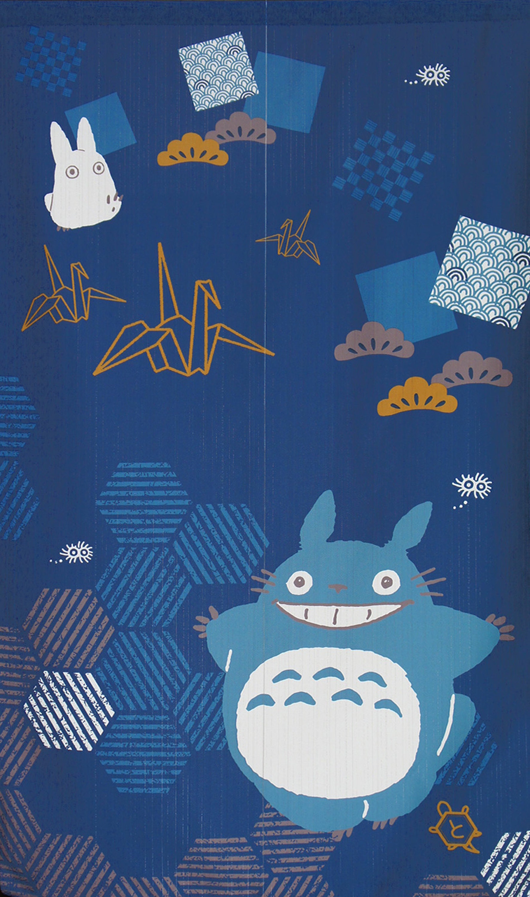 Noren Rideaux de Porte Japonais Mon Voisin Totoro Motif Géométrie Bleu, Japon Ghibli Studio Totoro T