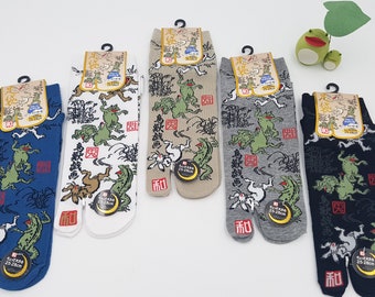 Japanese Tabi Socks in Cotton and Frog & Rabbit Pattern Size Fr 40 - 45