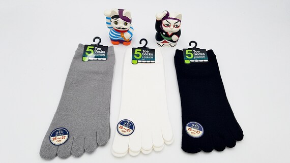 Chaussettes Japonaises 5 Doigts en Coton et Motif Uni Noir Blanc Gris Made in Japan Taille Fr 40 45 Etsy France