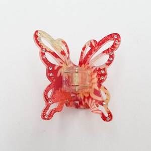 Japanese butterfly-shaped alligator clip with chirimen fabric and resin Red