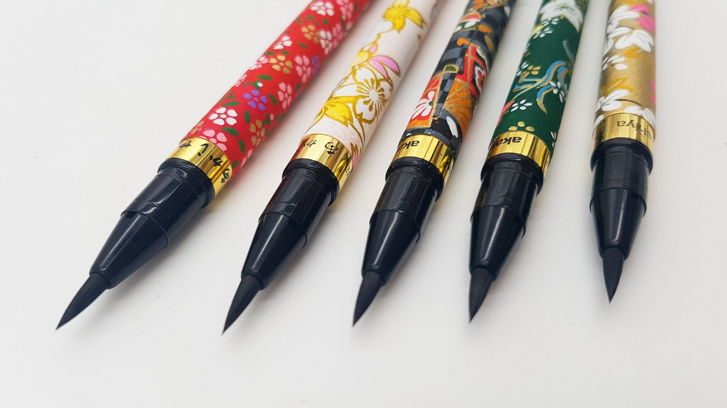 Japanese calligraphic pen in black ink with chiyogami paper Etsy