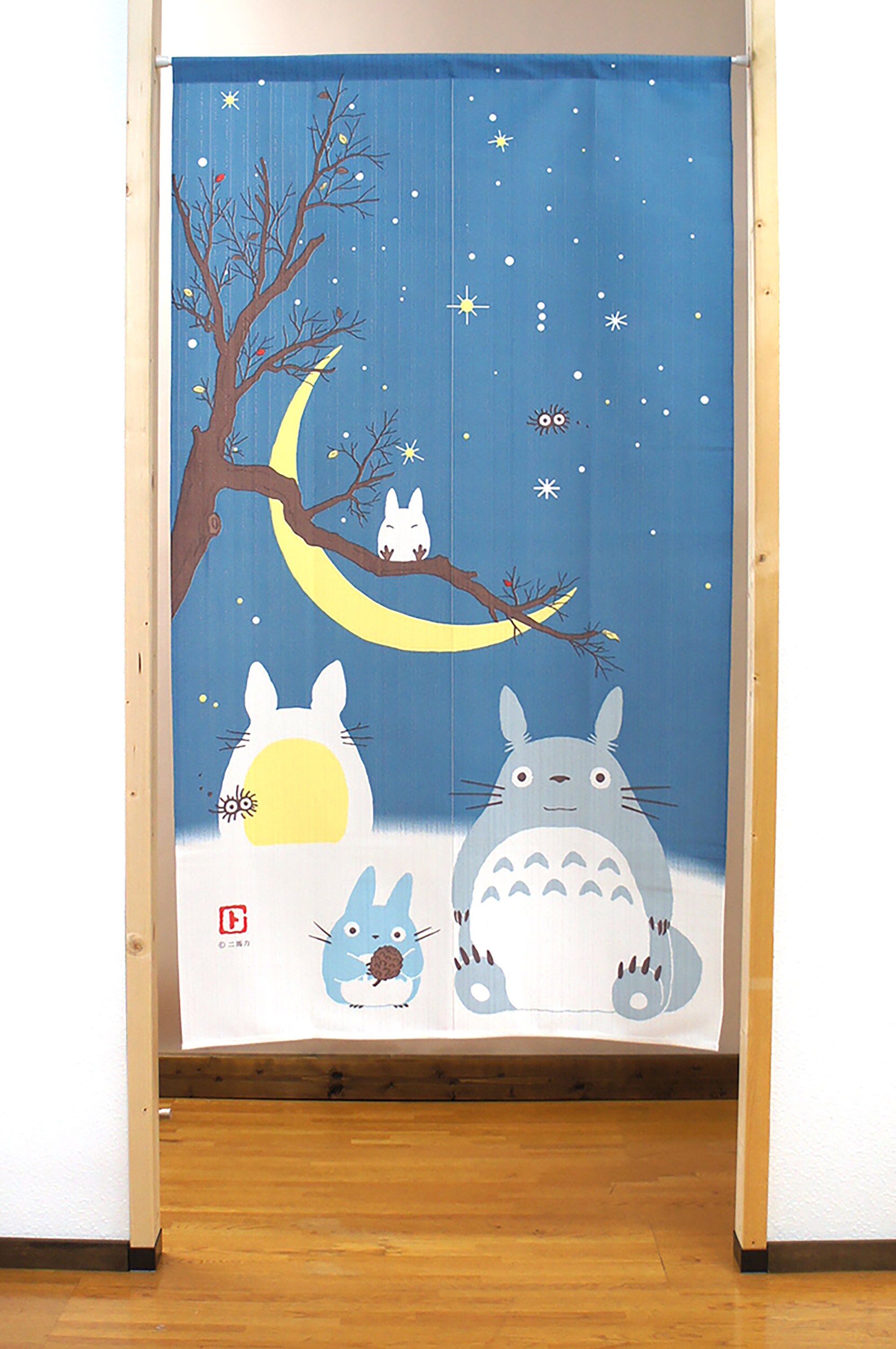 Noren Rideaux de Porte Japonais Mon Voisin Totoro Lune, Japon Tapisserie Studio Ghibli Rideau Fenêtr