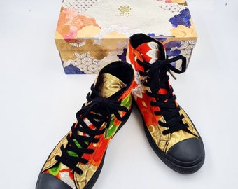 Chaussures basket en tissu de japonaises traditionnelles belt OBI. -Taille 42-Unisex