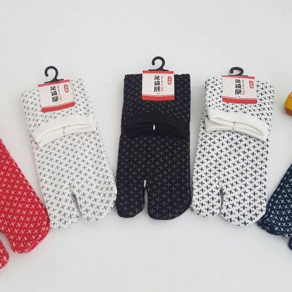 Japanese Tabi Socks in Cotton and Sashiko Pattern Made in Japan Size Fr 34 - 40