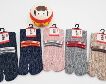 Chaussettes Japonaises Tabi en Coton et Motif Wave Made in Japan Taille Fr 34 - 40